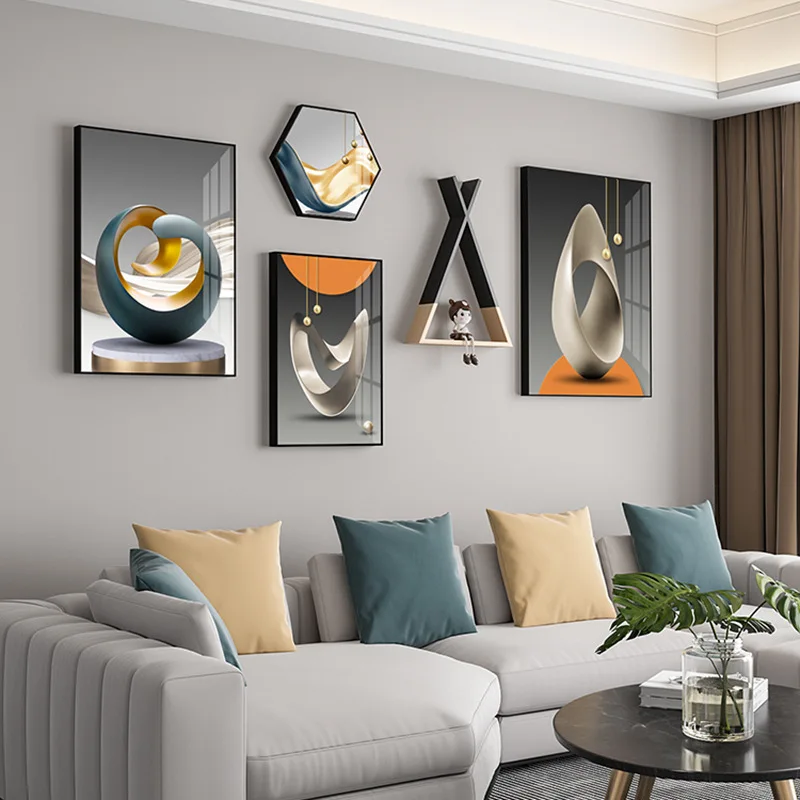 ضوء فاخر الراقية غرفة المعيشة اللوحة الزخرفية الإبداعية مزيج أريكة حائط الخلفية جدارية الحديثة الشمال مجردة