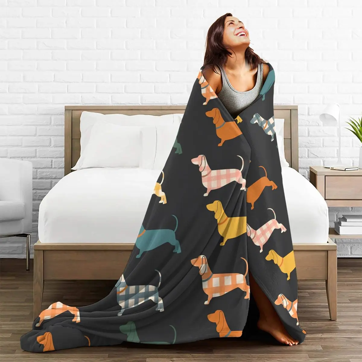 Dachshund Blanket Flannel Winter Portable Ultra-Soft Throw Blanket for Home Bedroom Plush Thin Quilt