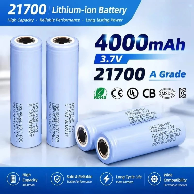 10PCS for 21700 Lithium Battery 4000mAh 3.7V High Rate High Current Power Cell for Electric Vehicle