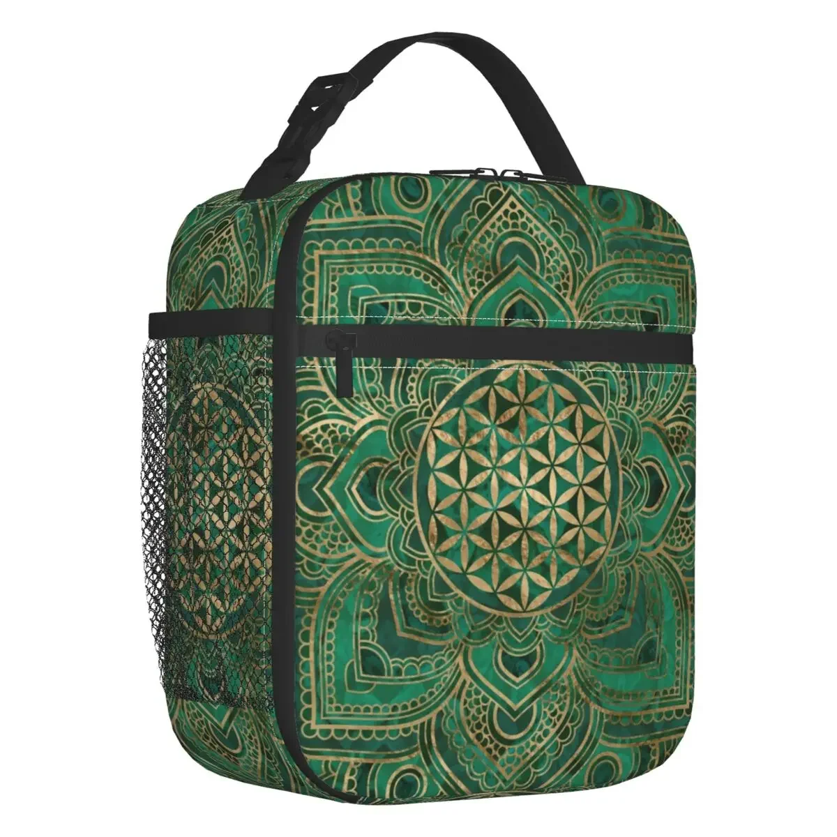 

Flower Of Life In Sacred Insulated Lunch Bag Portable Mandala Spiritual Thermal Cooler Lunch Tote Office Work School