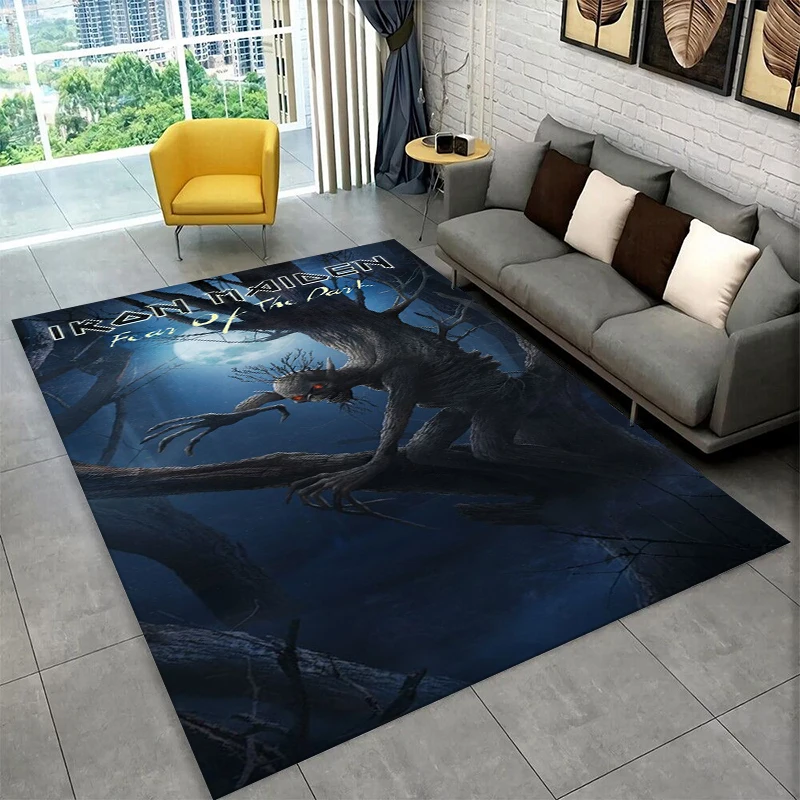 3D I-Iron Maiden Metal Band Carpet Rug for Playroom Bedroom Living Room Sofa Home Decor,kid Game Area Rug Non-slip Floor Mat
