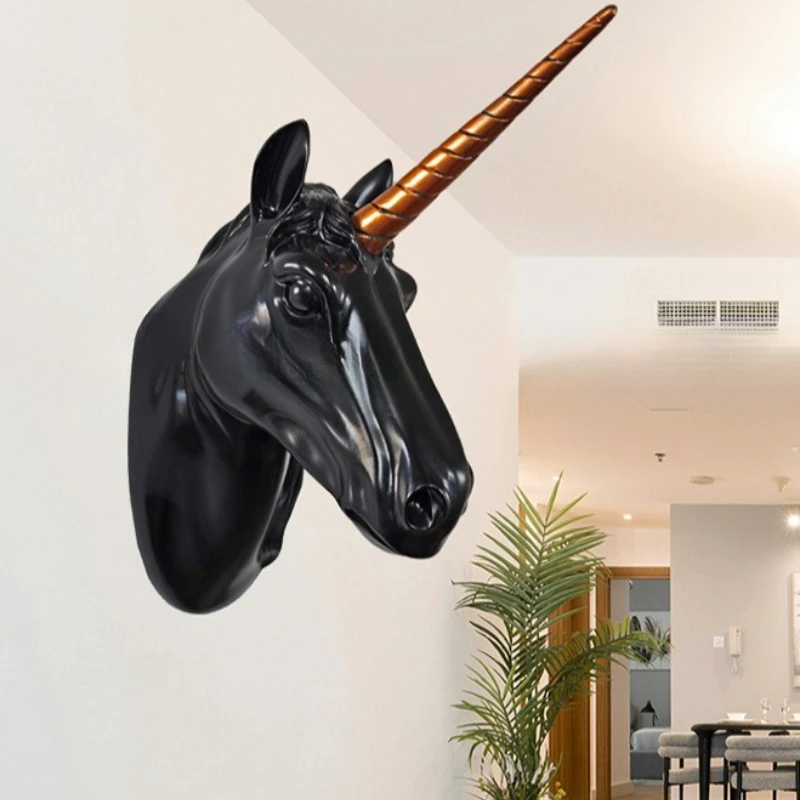 Unicorn Horse Head Wall Art, Resin 3D Animal Mount for Living Room, Entryway Background Decor, Creative Home Ornament - view 4