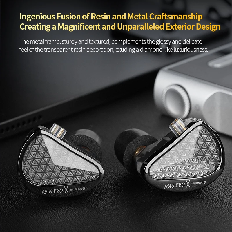 KZ AS16 PRO X 16BA In Ear Earphone 8 Balanced Armature Headset High Sound Quality HiFi Monitor Earphone