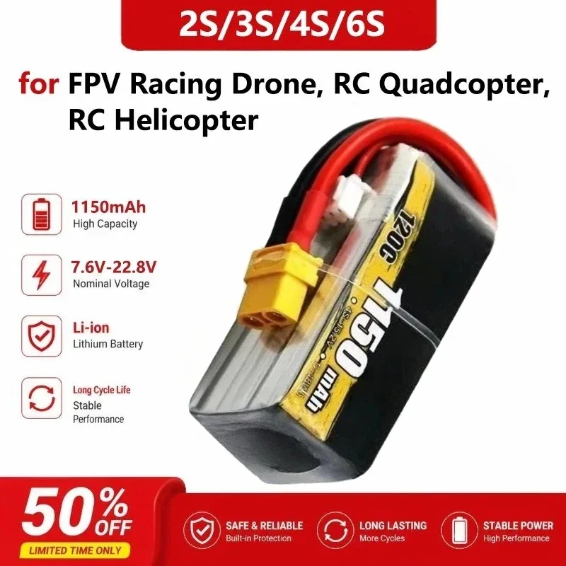 for 1150mAh 4S 6S 15.2V 22.8V 120C LiPo Battery for RC Quadcopter Helicopter FPV Racing Drone Spare Parts