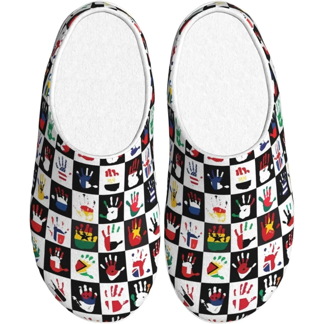 

Flags in Hands Flannel TPR Cotton Non-Slip House Slippers For Women Men