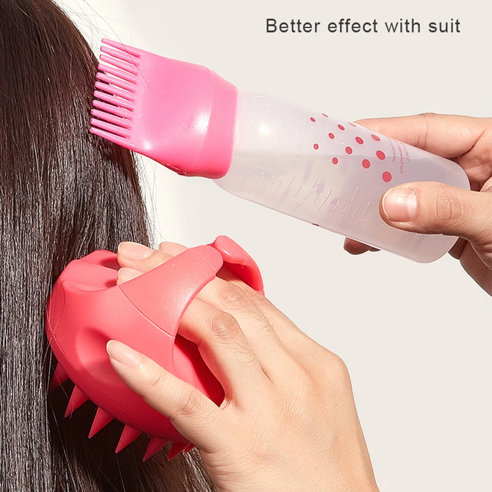 120ML Toothed Shampoo Bottle with Hair Washing Comb Color Cream Shampoo Bottle Barber Home Hairdressing Tools