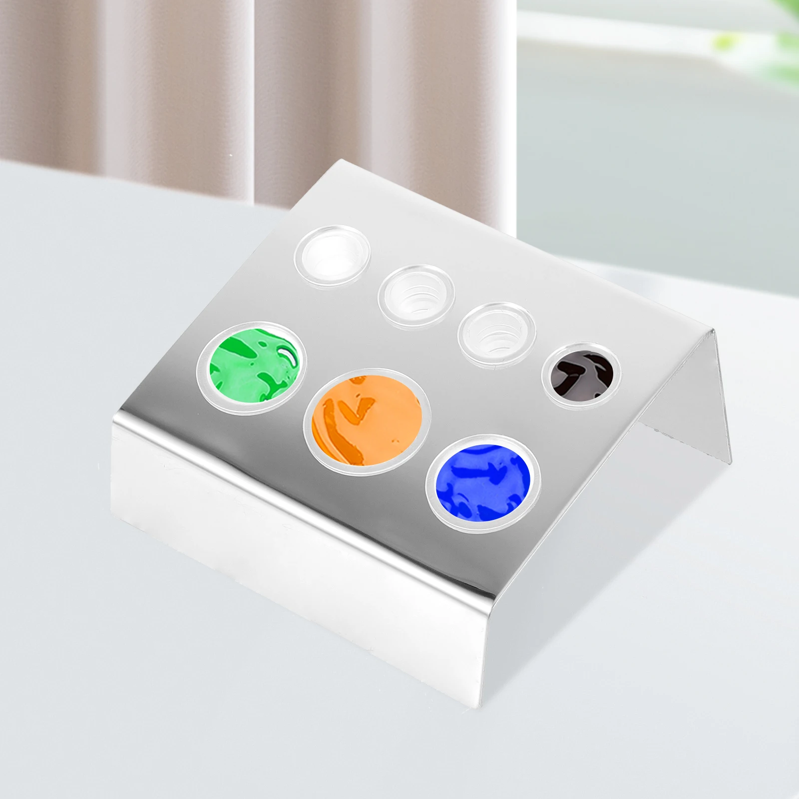 

1 set 1 Set Stainless Steel Tattoo Pigment Ink Cup Stand 7-Holes Holder Durable Reusable For Professional Personal Use