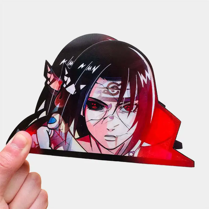 Uchiha Itachi figura pegatinas de movimiento Anime NARUTO coche pegatina cuaderno pegatina impermeable juguete pegatina de pared juguetes para niños