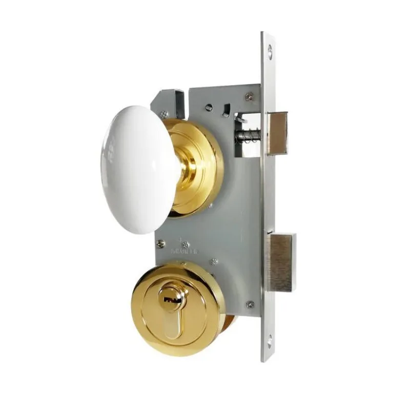 

Ceramic Gold Split Lock Chinese Wooden Door Lock Household Universal Split Lock Handle White Door Knob