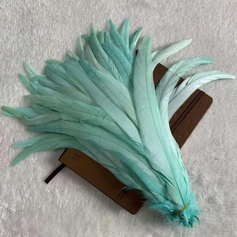 Rooster Tail Feather 100pcs/lot 25-45CM Plumes Natural Cock Mint Green Brown DIY Clothing Jewelry Accessories Stage Performance