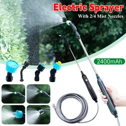 Portable Electric Gardening Sprayer Irrigation Tool USB 2400mah Rechargeable Telescopic Handle with 2/4 Nozzles for Yard Plant