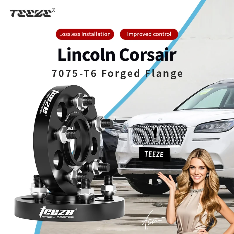 

Teeze 5x108 CB63.4 12 x 1.5 Hub Centric Black Forged wheel spacer For Lincoln Corsair Flange Plate15/20/25/30/35mm