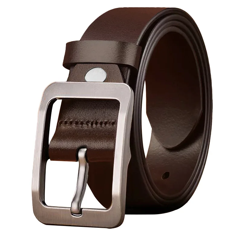 

3.8cm Width Men's Luxury Brand Genuine Cow Leather Pin Buckle Belt with Alloy Clasp Premium Men's Cowboy Jeans Holes Belt