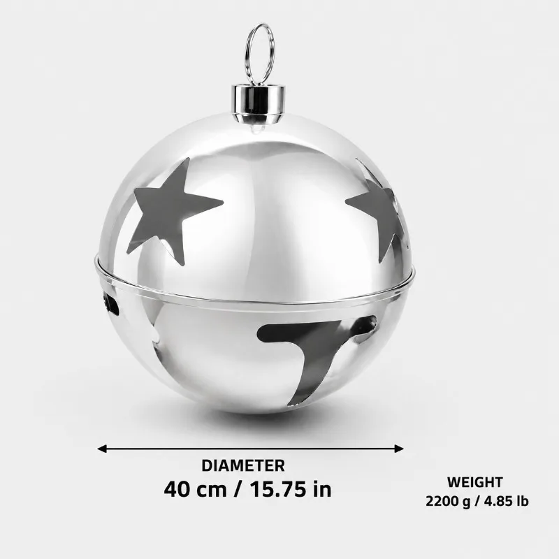Large Electroplated Iron Christmas Bell Hanging Ornament for Outdoor Tree