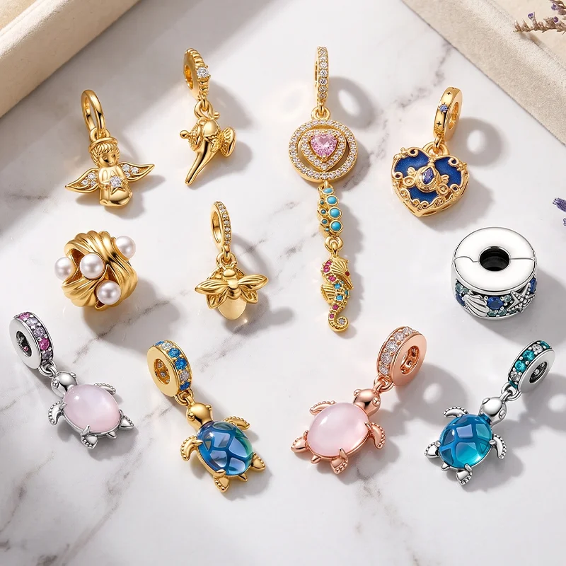 Must Enter DIY Sparkling Angels Magic Lamp Bees Sea Series Charm Bead Pendant Clips Fit Original Sterling Silver Bracelet Gift ﻿