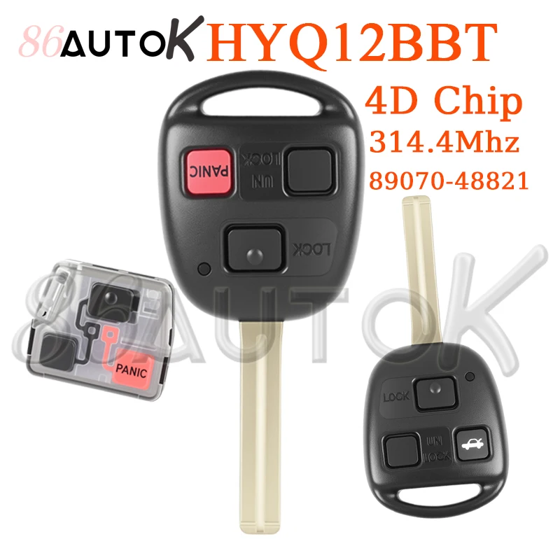 

HYQ12BBT Автомобильный дистанционный ключ для Lexus LS430 ES300 ES330 RX330 RX350 RX400 h GX470 IS300 SC430 89070-48821 4D 68 4C Чип 314,4 МГц