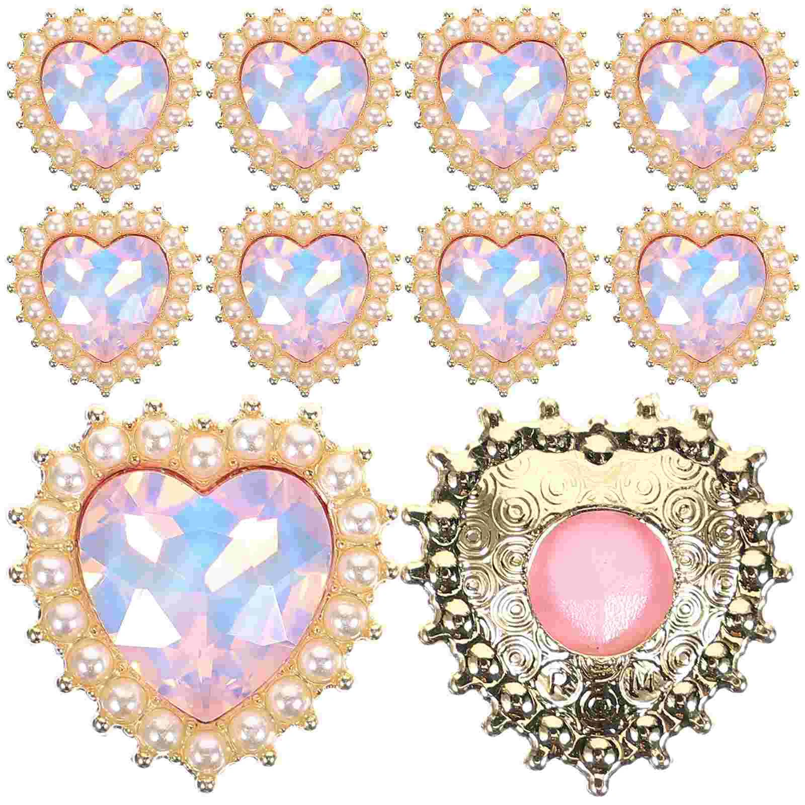 

10 Pcs Heart Accessories Shaped Alloy Decorations for Jewelry Hair Clips Shoe Buckles Craft Projects Bright Colors