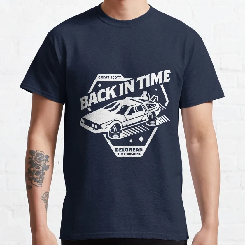 Back in Time travel future Back to the future time machine 100% cotton printed t shirt plus size clothing