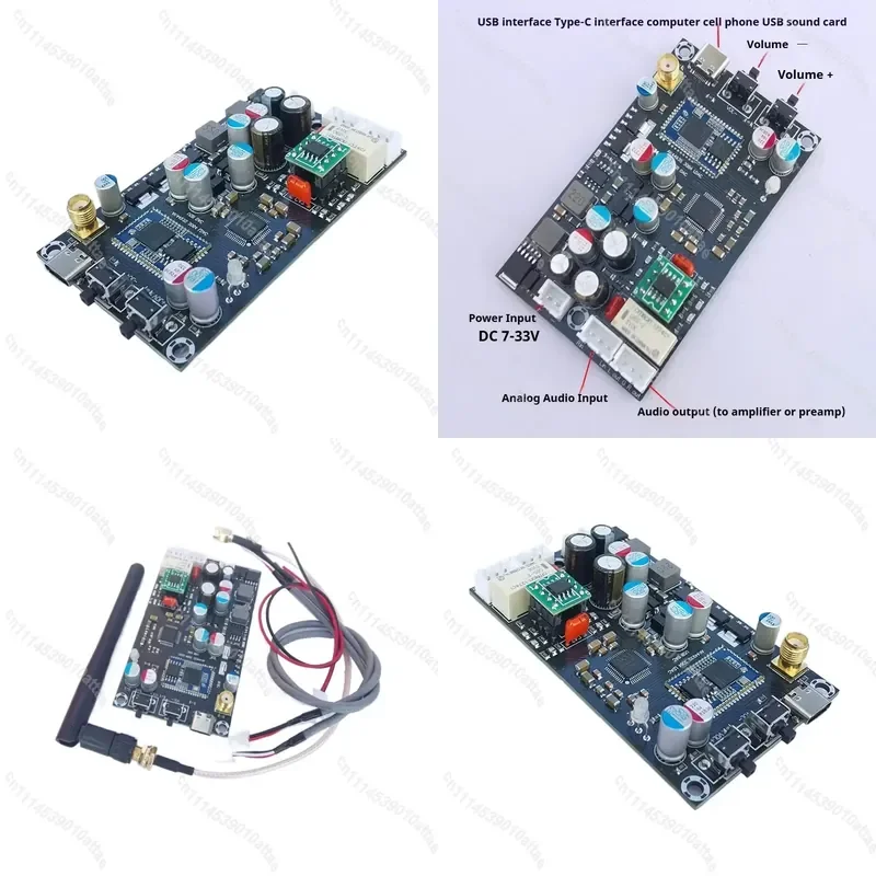 QCC3084 Bluetooth 5.4 Decoder Board AK4493 DAC Module LDAC aptX HD Lossless Audio AUX Input DC 7V-35V