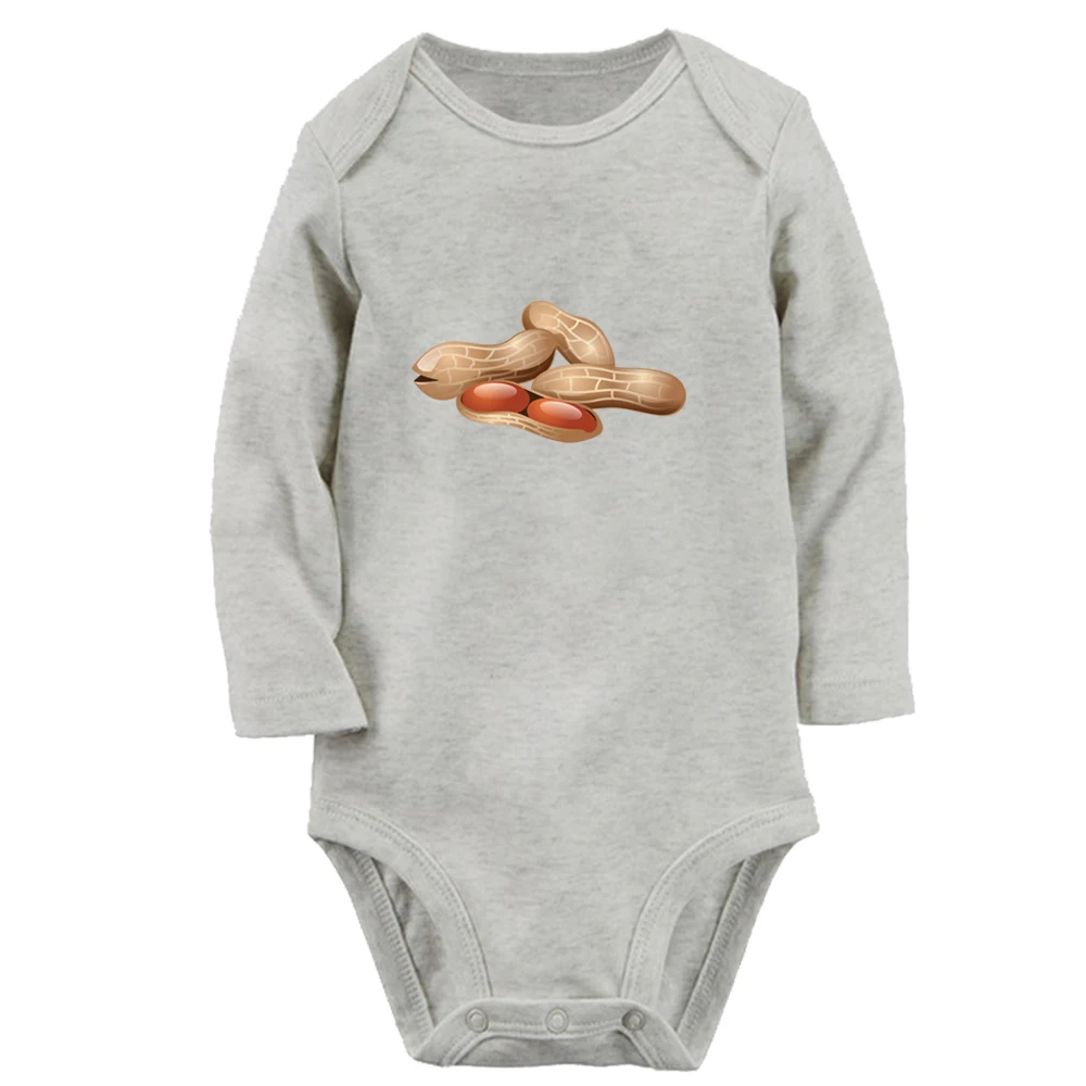 iDzn New Nut Peanut Printed Graphic Cute Baby Rompers Boys Girls Long Sleeves Bodysuit 0-12M Infant Jumpsuit Kids Clothes