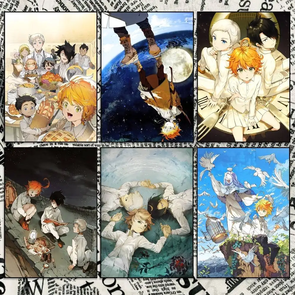 Emma TPN-Promised Neverland Poster Self-adhesive Waterproof Paper Sticker Coffee House Bar Room Wall Decor