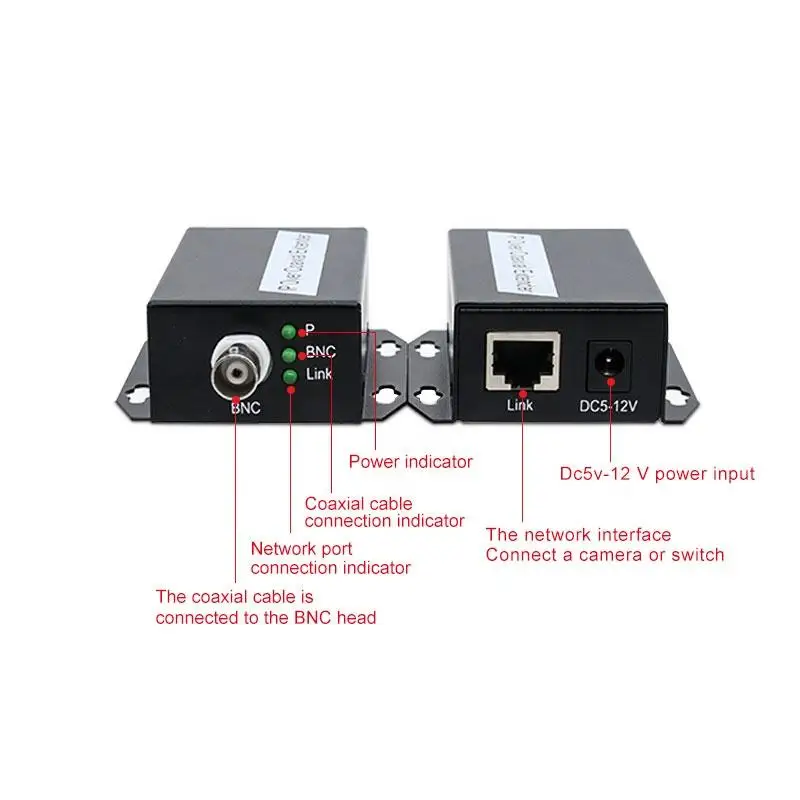 IP Video Extender EOC 1 BNC to rj45 CCTV slave Ethernet over coaxial Extender Reach Ethernet RJ45 10/100Mbps ip accessory 1pair