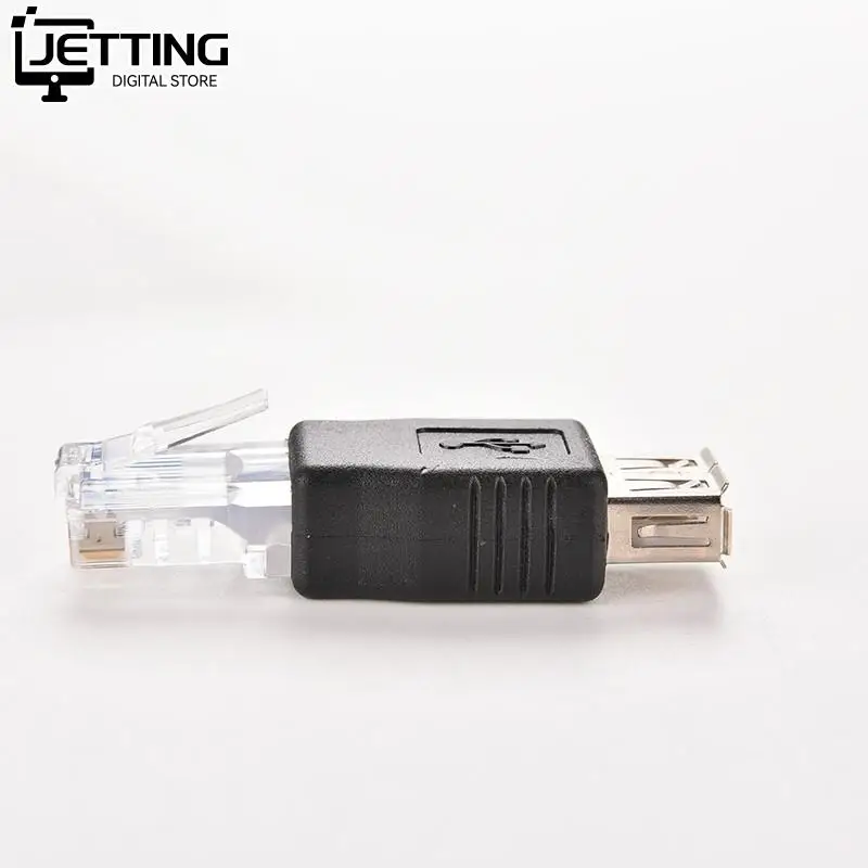 PC Crystal Head RJ45 Male to USB 2.0 AF A Female Adapter Connector Laptop LAN Network Cable Ethernet Converter Transverter Plug