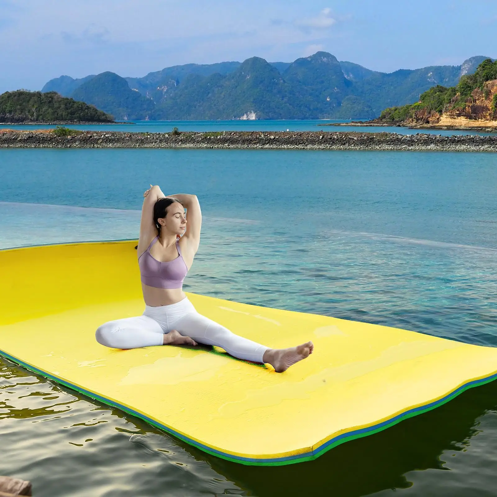 Water Floating Mat, Mattress 3 Layers Xpe Foam Floating Dock Lily Mat Float Pad