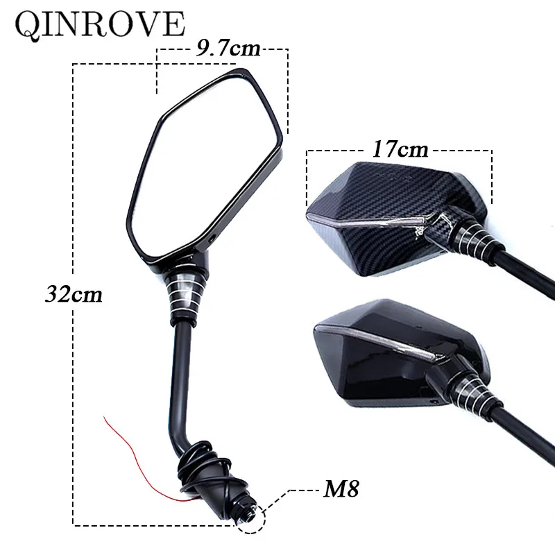 Universal Motorcycle Rearview Mirrors with LED Turn Signals 8MM 10MM Rear View Side Mirror for Voge 525R Vespa SprintS150 KTM