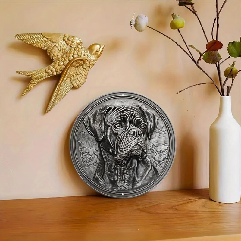 Aluminum Round Door Hanger with HD Printing, Cane Corso Dog Metal Wall Decor, Weather Resistant, Indoor and Outdoor Sign