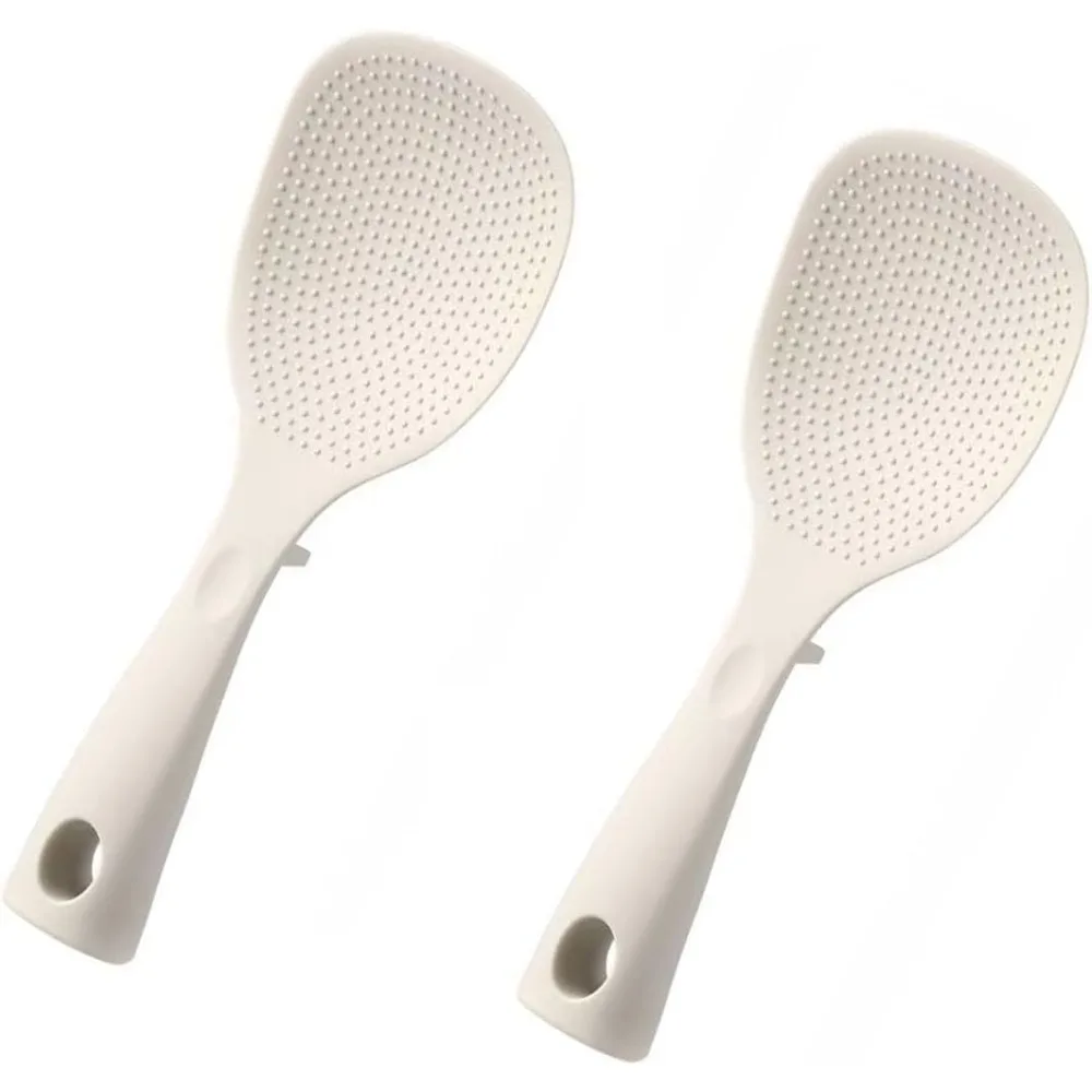 

2 шт. силиконовой ложки для риса, сервировочная ложка для риса, легко чистящаяся ложка для риса, лопатка для кухни (крема)