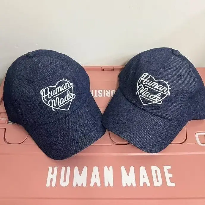 Human Made 2026 Vintage Letter Heart Embroidery Denim Baseball Cap New Unisex Sun Visor Peaked Hat
