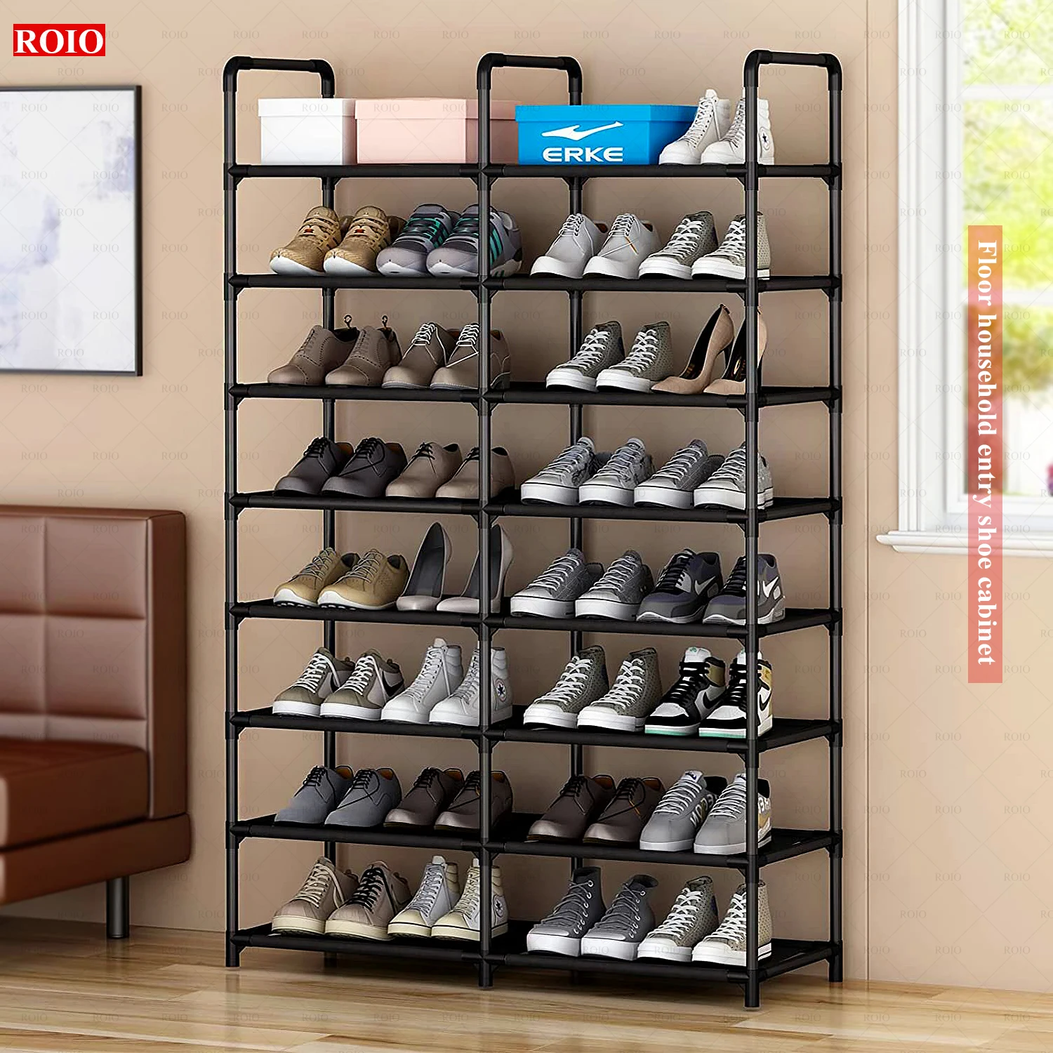 

Simple Vetical Shoe Rack Spray Paint DIY Metal Boot Shoes Organizer Space-saving Stand Holder Stable Easy Assembled Shoe Cabinet