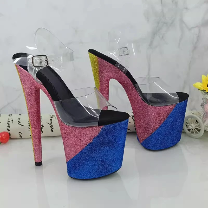 

Women's 20CM/8inches PVC Upper Plating Platform Sexy High Heels Sandals Pole Dance Shoes 024