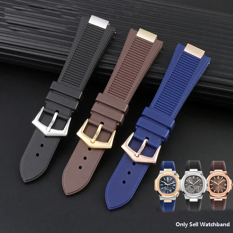 For PP Patek Philippe Silicone Belt + Connector 5711 5726 5712g Nautilus Watch Strap Special Interface 25mm*13mm Men Watchband