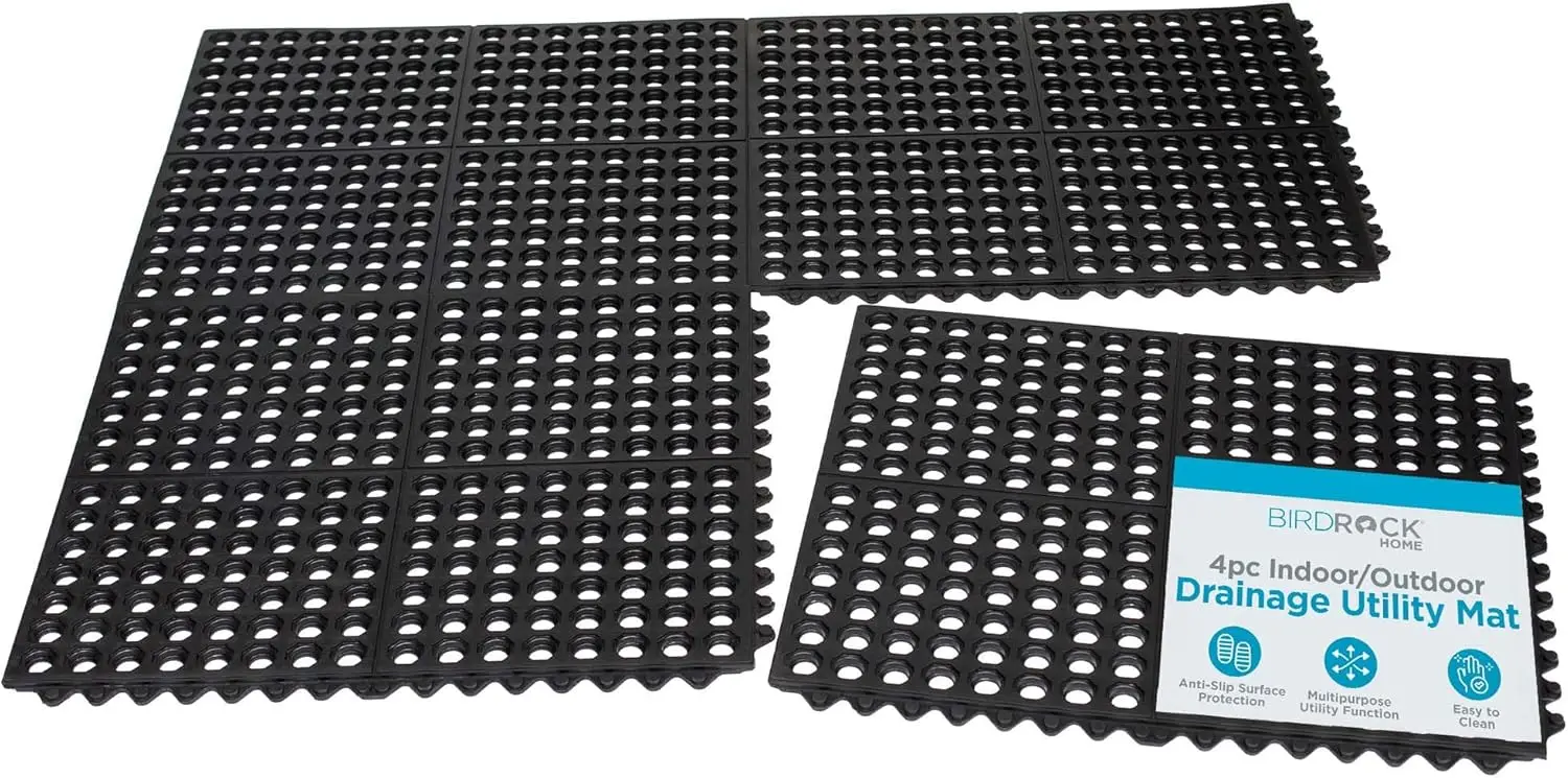 

4 pc Indoor Outdoor Drainage Utility Mat - Non Slip Rubber Floor Mat for Kitchen, Pool, Restaurant, Industrial, Patio-Hot Sale