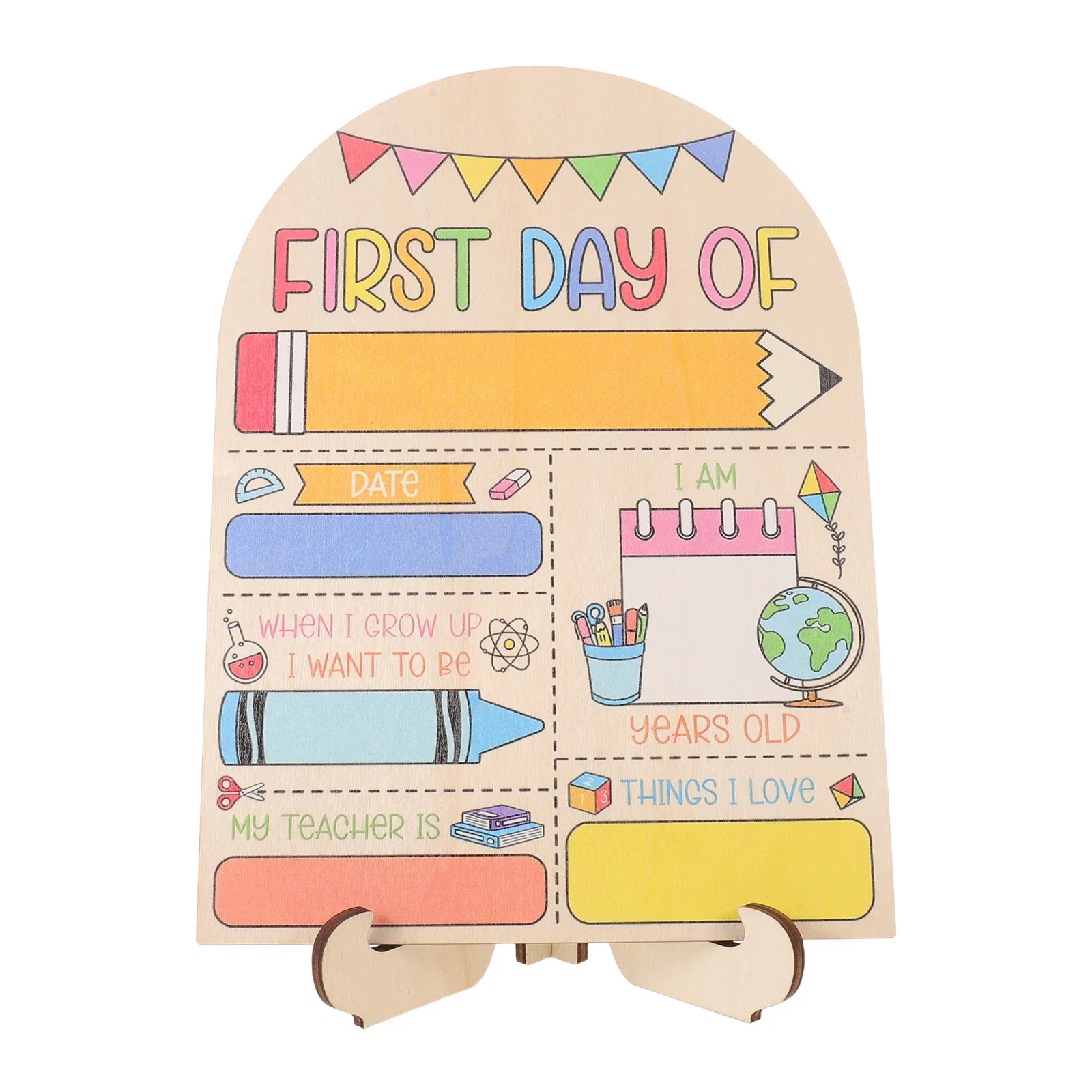 Wooden First Day Sign Boho Style Dry Erase School Board Reusable Kindergarten Memory Chalkboard Back to School Photo Prop