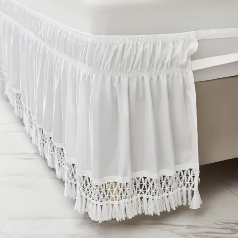 Bed Skirts Wrap Around Ruffled Lace BedSkirt Wrap Around Elastic Bed Skirts Without Bed Surface Twin Full Queen King Size Sheet