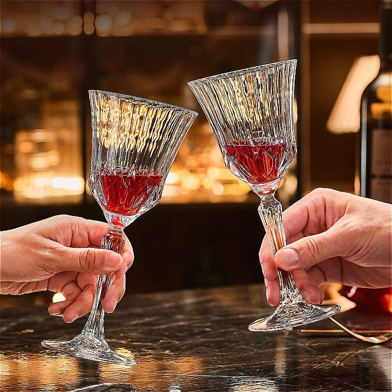 1pcs/2pcs/3pcs Creative Red Wine Glasses High-end Water Cups Glass Cups with Embossed Design Tall Wine Glasses Simple Beer Glass