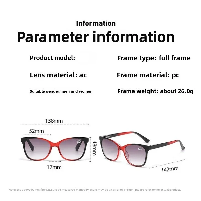 Fashionable Large-framed Gradient Color Reading Glasses Versatile Square Full Frame Blue Light Blocking Hyperopia Eyeglasses