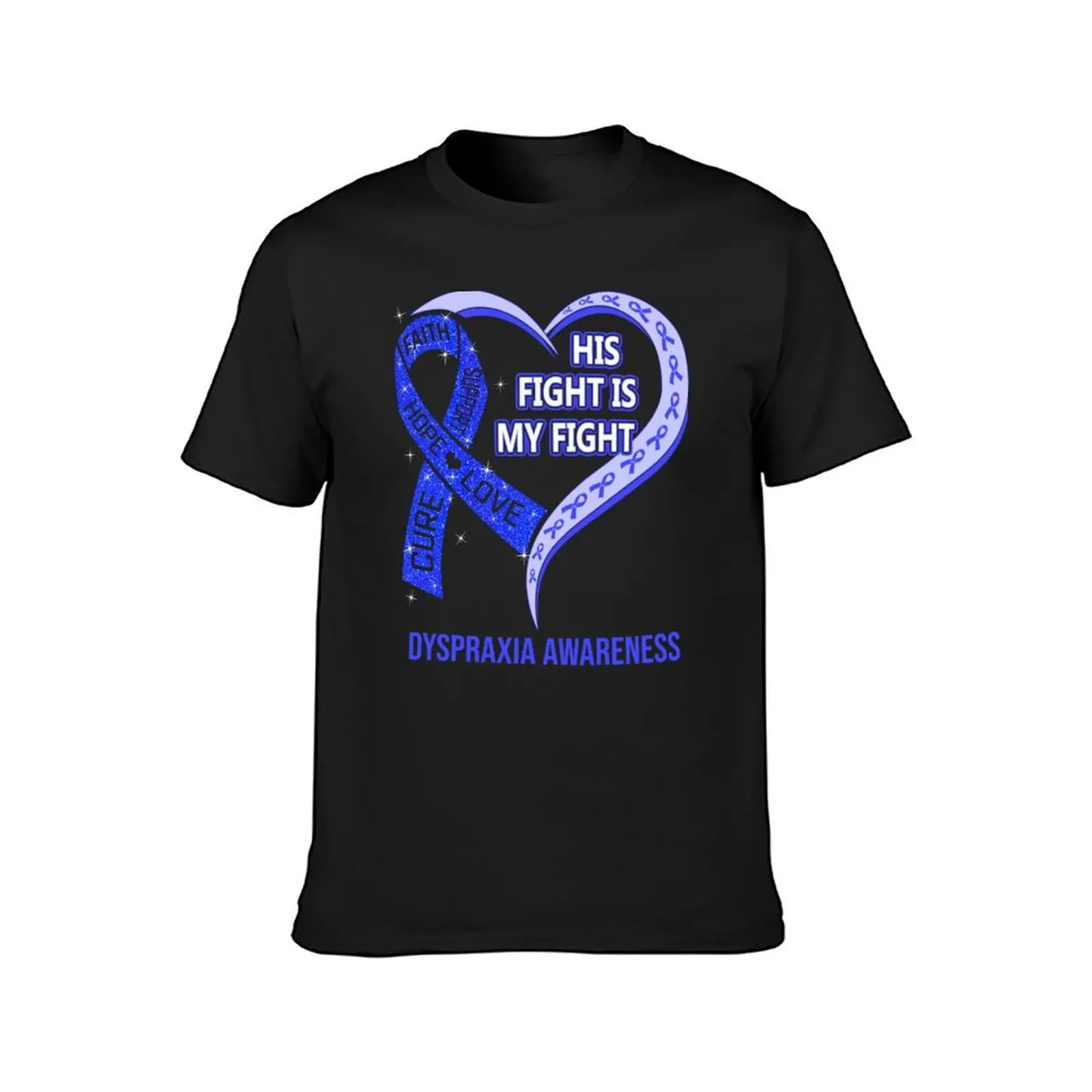 His Fight Is My Fight Dyspraxia Awareness Ribbon Heart T-Shirt quick drying customs animal prinfor boys Men's t-shirts