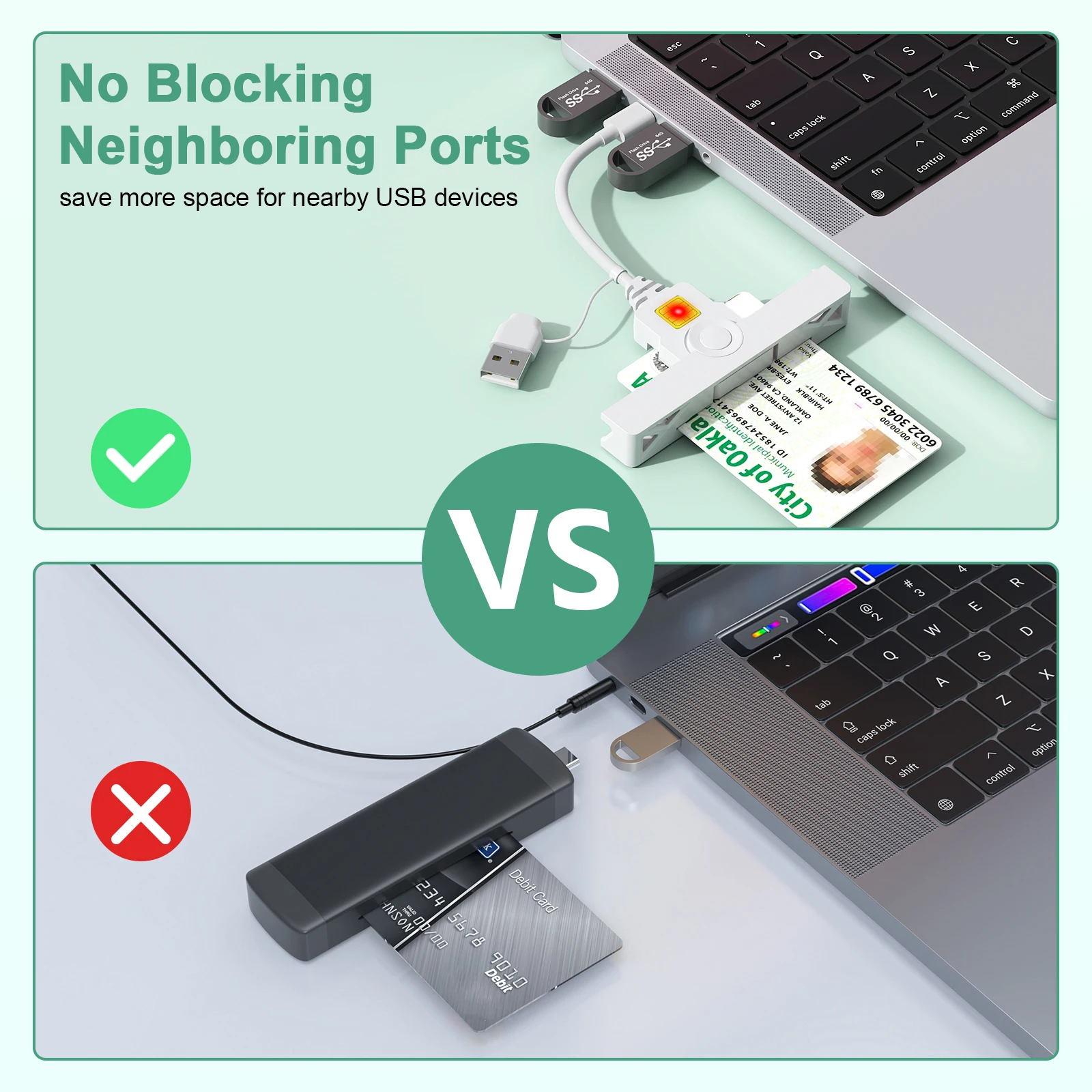 USB-C Smart Common Access Card Reader SIM Cloner Tax Declaration IC/ID/Bank Card Readers for Government ID AKO OWA DKO JKo
