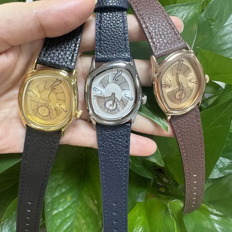 Innovative Series of Special Shaped Quartz Watches with Movement 32mm Dial with Genuine Leather Strap and Steel Case