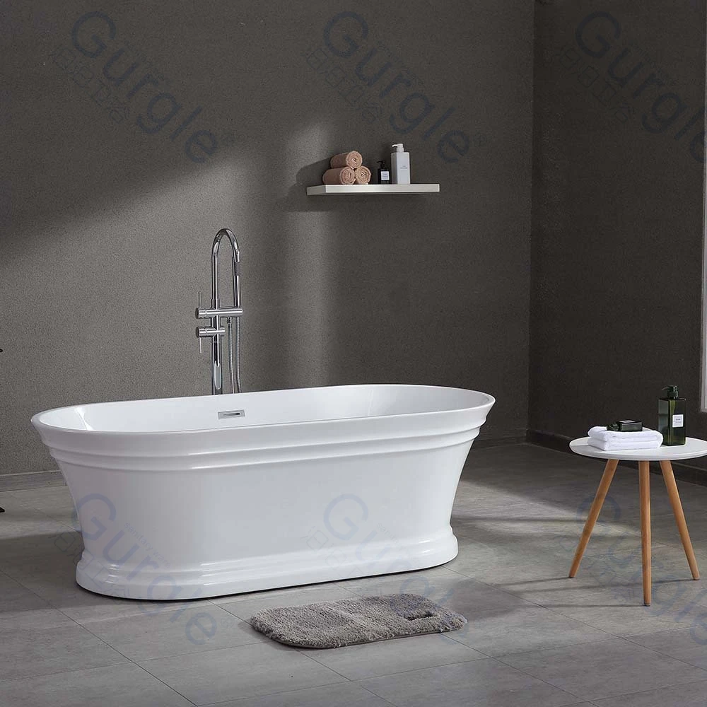 

Bathroom Certified Good Quality Pure Acrylic Approved Boat Shape Freestanding Bath Tub Soaking Bathtub