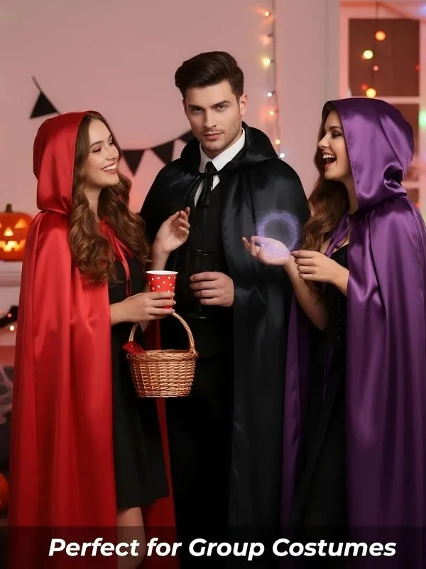 

Halloween Hooded Robe with Belt Role Play Cos Vampires Cape Party Performance Cloak Unisex Long Gown Polyester Material