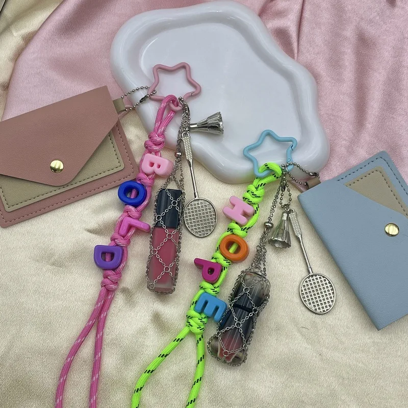 10PCS Portable Multi Functional Letter Card Bag Backpack Lipstick Mesh Bag Pendant Novel Original Trendy Keychain