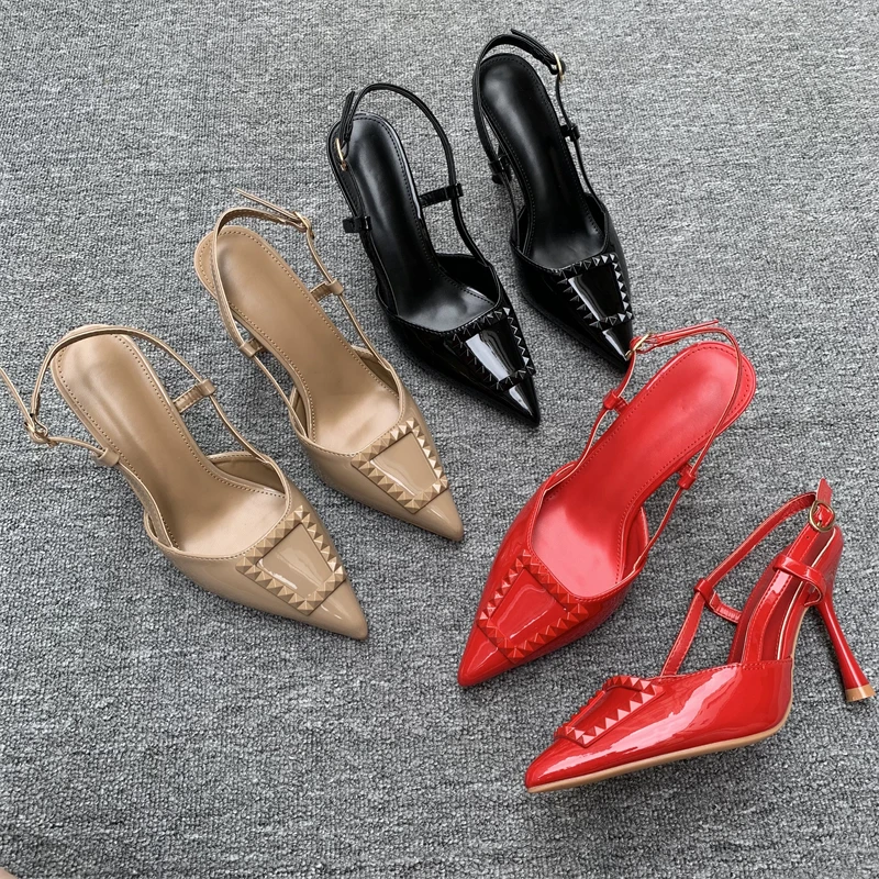 

Summer New Faionable Casual Wear-Outside Pointed Toe Head-Paing Patent Leather Sexy Sandals Women's High Heels