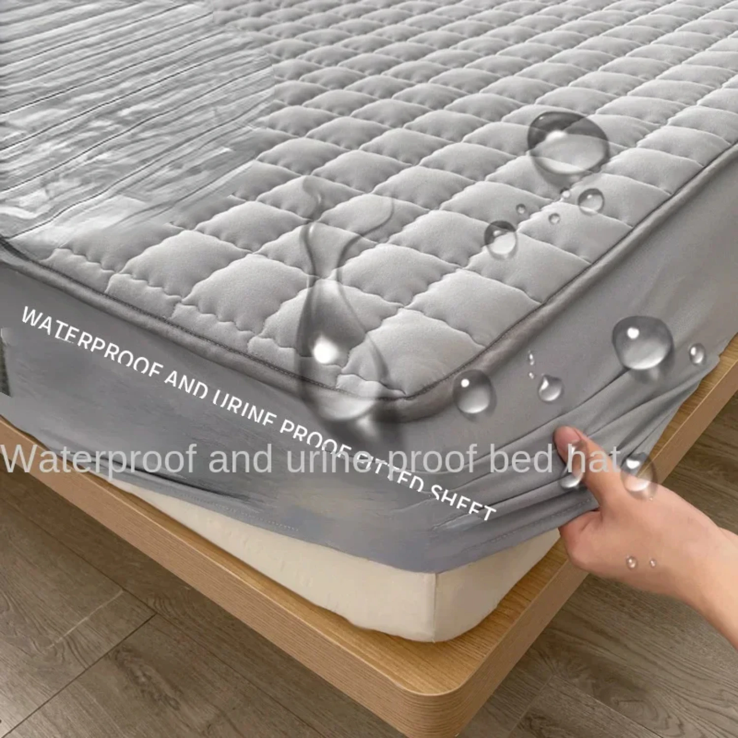 

Gray/White Waterproof Throw Mattress Cover Bed Fitted Sheet Mattress Protector Single/Double/140/160 Muti Size