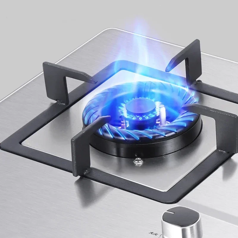 220v Home Household Energy-Saving Gas Stove Stainless Steel Glass Stove Double-Head Natural Gas Stove Electronic Pulse Ignition