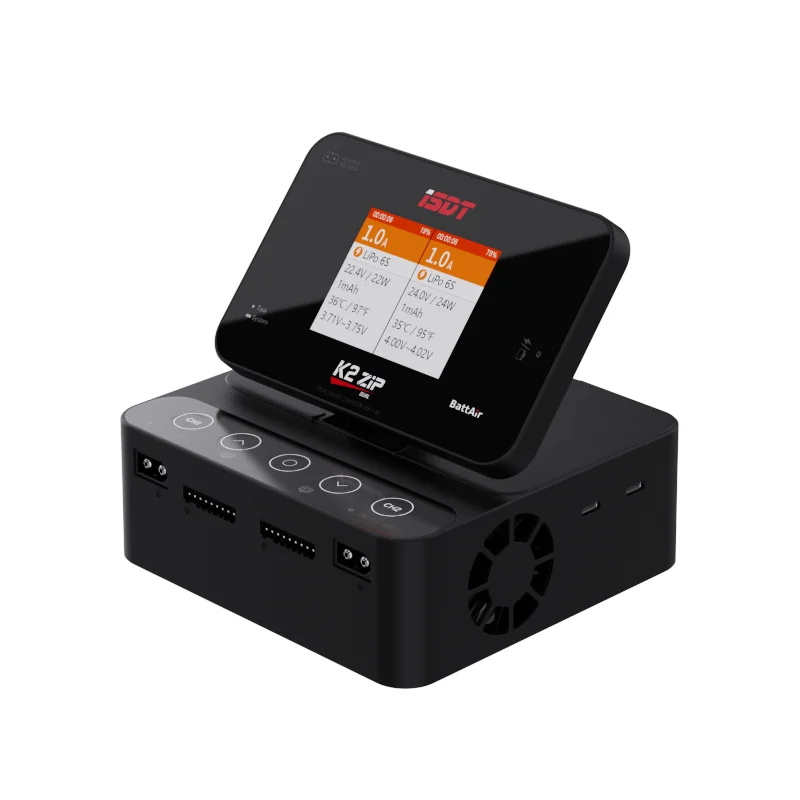 ISDT K2 ZIP DUAL Dual Channel Balance Charger AC/DC Input AC200W DC500W×2 20A Per Channel 1-8S LiPo RC FPV Battery Charger